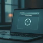 Portátil de noche mostrando el historial de Chrome mientras se restaura